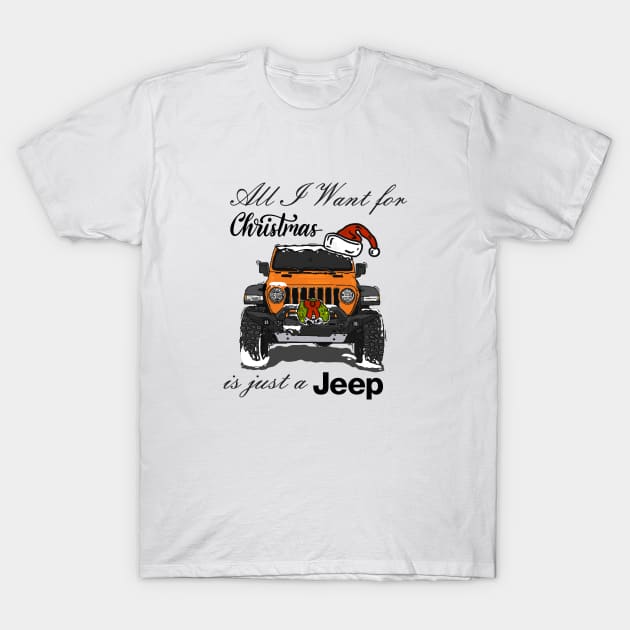 Christmas Jeep Orange T-Shirt by 4x4 Sketch